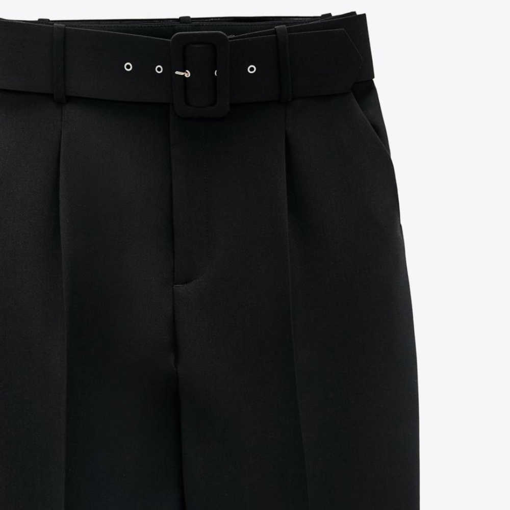 Zara Pants with Fabric-Covered Belt